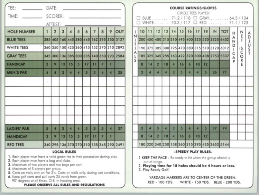 Course Info Choctaw Creek Golf Course